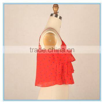 Spaghetti Latest Design Girls Crop Top With 3 Layers Ruffles photo-3