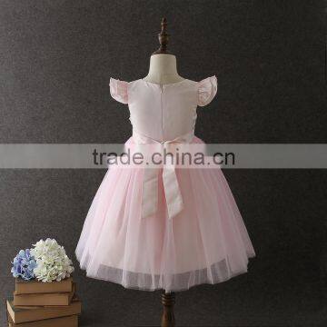 High Quality Boutique Girl Clothing Embroidery Flower Elegant Pink Fluffy Tulle Sleeveless Party Dresses Shiny Performance Dress photo-3