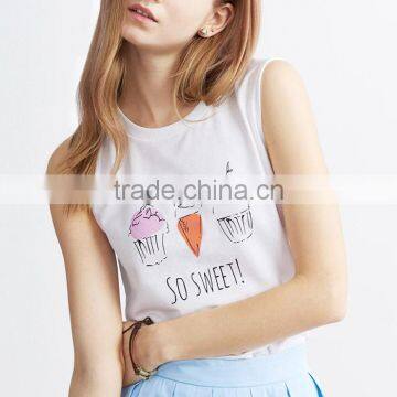 Fashionable lovely printed lady custom singlet