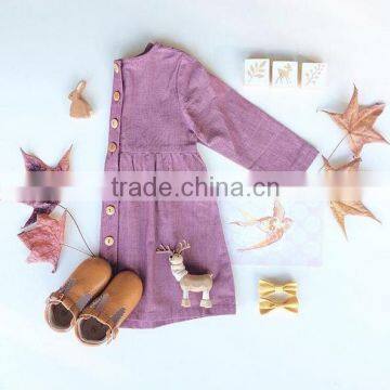 Kids Clothing Linen Dress Baby Long Sleeves Fancy Design Dress 6 Yesar Old Baby photo-2