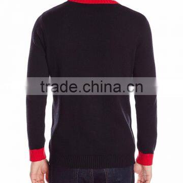 Men Black Sweater Laughing Santa Claus Pattern Wholesale Ugly Christmas Sweater photo-2
