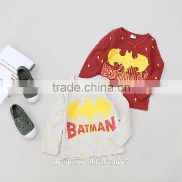 Hot sells kids carton printed long sleeve 100% cotton t shirt kids clothing