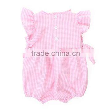 Newborn Baby Girls Romper Kids Grid Seersucker Baby Bubble Rompers photo-4