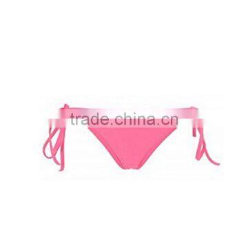 Ladies Pure Pink Color Halter Neck Bra Bikini Strappy Women Swim Wear photo-3