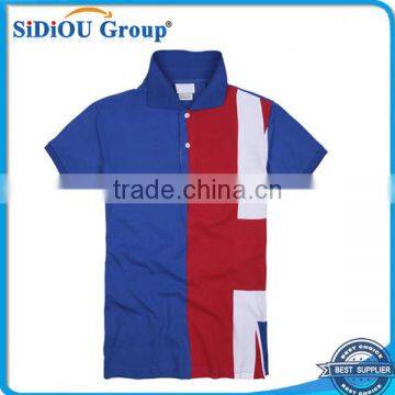 custom red white and blue 100 cotton pocket polo shirts with embroidery logo