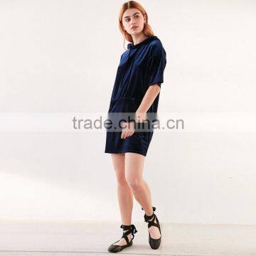 2017 Latest Fashion Half Sleeve Womens Velvet Hoodie Dress photo-5