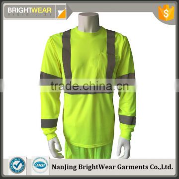 100% polyester hi vis chinese local reflective tape rib collar safety T-shirt