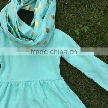 2-7t FALL/Winter Children Girls Suit Kids OUTFITS 3 Pieces Scarf Pant Sets Gold Dot Girls Boutique Clothes Kids Black Top Sets photo-2