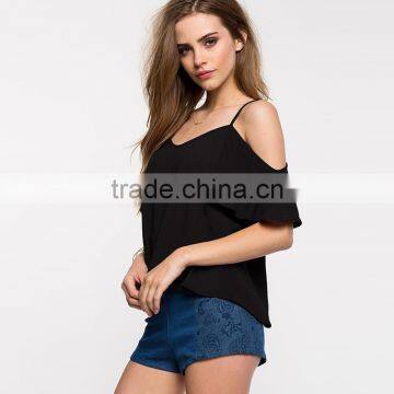 Women's Autumn/summer V Neck Loose Sweet Halter Chiffon Top Shirt photo-5