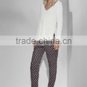 Fashion Women Knit Top Sweater With Lace Trim Pullover photo-3