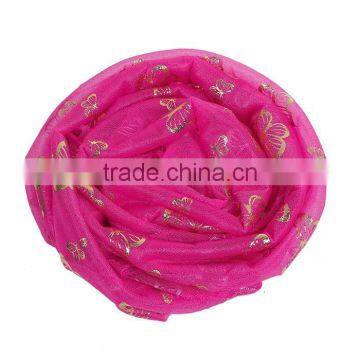 Imitation Silk Scarves & Wraps Rectangle Golden Fuchsia Butterfly China Scarf photo-3