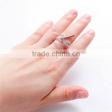 Open Rings Silver Tone Rhombus Rectangle Clear Rhinestone photo-3