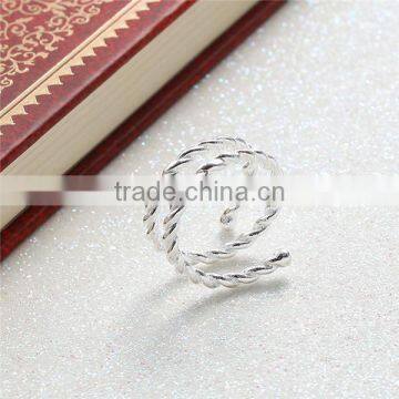 Copper Cable Twisted Open Rings Silver Plated Spiral photo-2