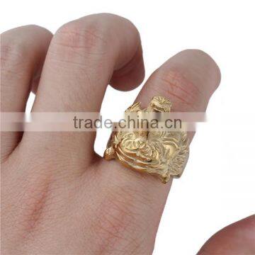 Titanium Steel Unadjustable Rings Gold Plated Tiger Animal photo-3