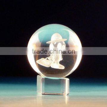 Good k9 crystal balls with 3D laser engraving snoopy