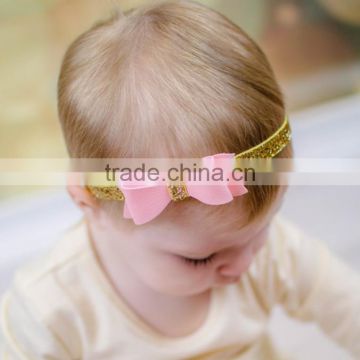 Fashion the newest design for girl Leather Hairband Baby Headband Bow sweet Bow Top Kids Yiwu Market