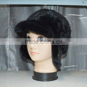 SJ934-01 New Arrival Black Mink Russian Fur Hat Pattern Man Earflap