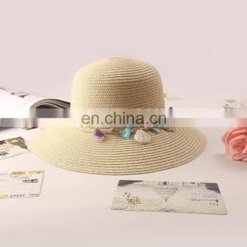 Bohemia Shell String Beads Straw Hat Large Eaves Sunscreen Beach Hat photo-5