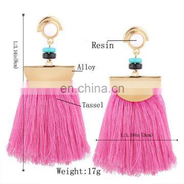 New designs gold metal with long tassel handmade earrings