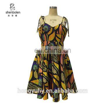 Latest African Designs Sexy flare hem African Print Dress African garment manufacturer