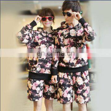 Charming design printed floral couple beach shorts