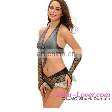 3pcs Gold Mermaid Princess Costume Adult Sexy Belly Dance Costume photo-4