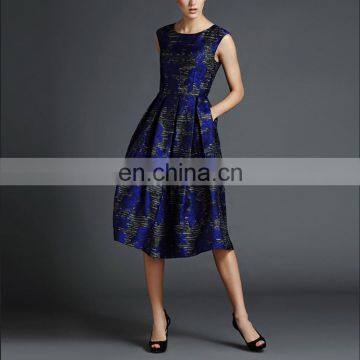 OEM Service Online Shopping New Fashion Round Neck Floral Floral Dress 2016 Elegant Women Casual Dress