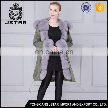 Couple style fashion long natural fur coat fur trim