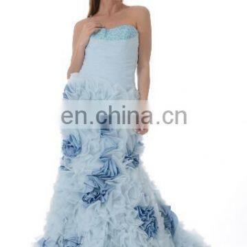 EB1275B Specail design backless flower ruched bridal dress