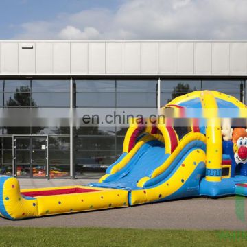 Cheap inflatable bouncy castle with floating water slide inflatable