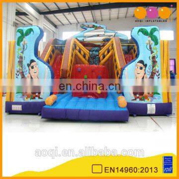 AOQI kids inflatable toys pirate fun city inflatable commercial grade funny inflatable fun city with slide for sale