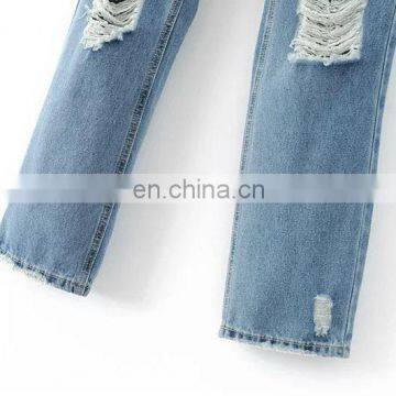 Jeans 2017 Girl Denim Holes Skirt +pants High Wasit Slim Jeans Irregular Trousers photo-6