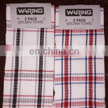 100% cotton tea towel waffle weave yarn 32s kitchen tea towel supply on Alibaba