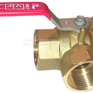 3WL / 3WT PN25 Threaded M / F Brass Ball Valve Full Bore Chrome-plate Ball