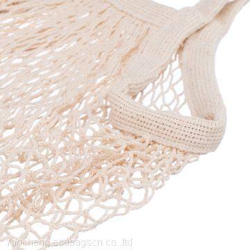 Ecology Reusable Cotton Mesh Grocery Bags Cotton String Bags Net Shopping Bags Mesh Bags Pack of 3 (Beige) photo-5