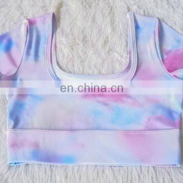 New Fashion Gym Wear Short Sleeve Crop Top And Gym Shorts Set Yoga Sets Fitness Women Colorful Tie Dye Yoga Set Women photo-7
