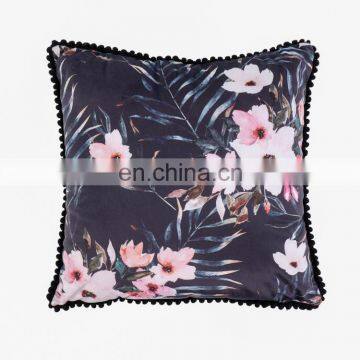 3D Flower Colorful Printed Decorative Pompom Linen Square Cushions Cushion for Chair Sofa photo-2