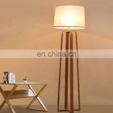 Wood and Fabric Tripod Floor Lamp Standing Lamp Lighting photo-6