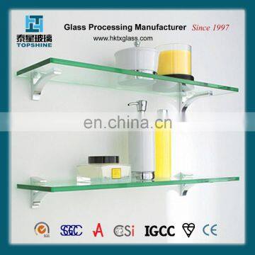 Flat Polished Edge Tempered Wall Mounted Bathroom Glass Shelf photo-2