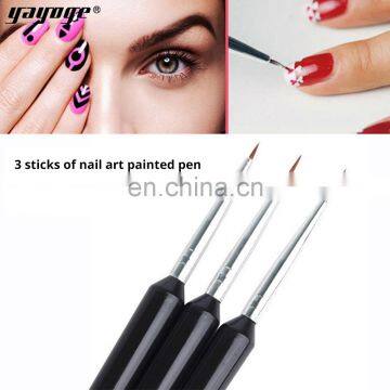 Yayoge 3Pcs Dotting Painting Drawing UV Gel Liner Polish Brush Tool Nail Art Pen 3pcs/set Nail Art Pen 3d Nail Brush photo-6
