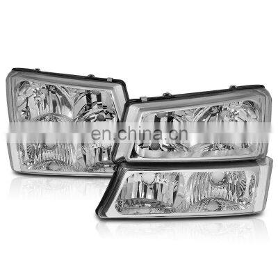 Headlamps Fit for Chevy Silverado Avalanche Bumper Headlight Clear Corner Chrome GM2502224 / GM2503224