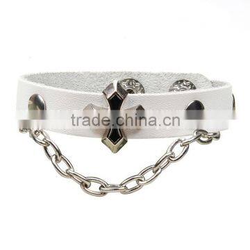 Zinc Alloy Silver Cross Pendant Different Color Leather Bracelet photo-2