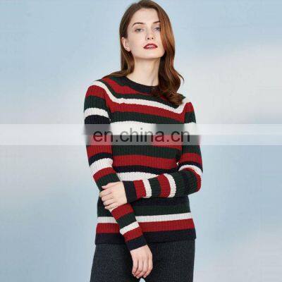 Round Neck Stripe 12GG Cashmere Winter Sweater