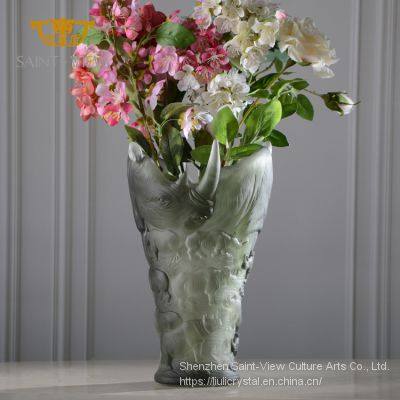 2021 New Folkcrafts Black Artwork Vase Rhinoceros Design Manufacturers Wholesale photo-2