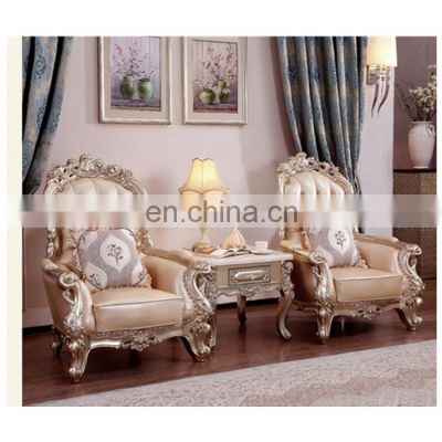 Elegant classical sofa set wooden vintage royal leather sofa couches living room sofas