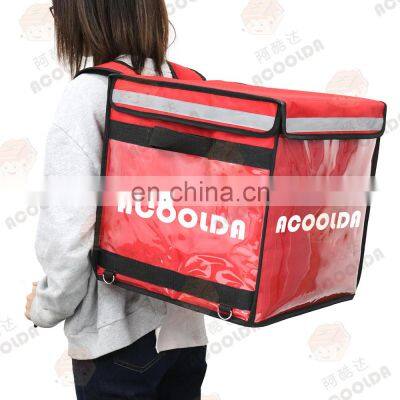 Eats Insulated Food Delivery Bag Backpack for Bike High Quality Factory Customized Cooler Logo Polyester Red 40*40*40cm photo-2