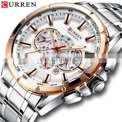 CURREN Sport Watches Mens Luxury Brand Quartz Clock Stainless Steel Chronograph Big Dial Wristwatch With Date Relogio Masculin