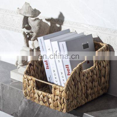 HBK Magazine Newspaper Organic Water Hyacinth Rattan Storage Basket for Schoolroom and Bedroom photo-4