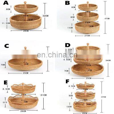 Hot Sale Removable Handmade Rattan Woven 3 Tiers Tray Storage Basket High Quality Wholesale Vietnam Supplier