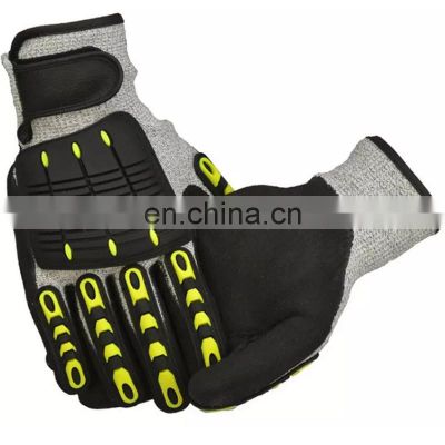 Safety Hand Anti Slip Anti Cut Resistant Nitirle Coated Impact Mechanical Gloves